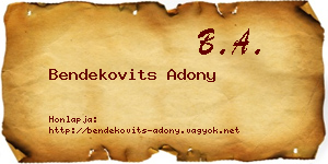 Bendekovits Adony névjegykártya